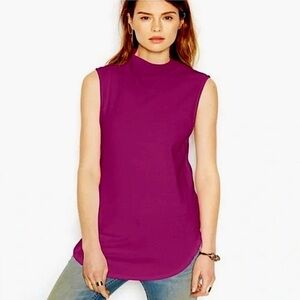 HP🥳🥳Free People Mock Neck Sleeveless Top w/ Raw Hem Plum Purple NWT